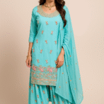 Elegant Sky Blue Embroidered Punjabi Suit – With Dupatta