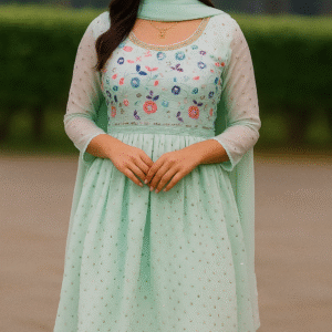 Elegant Mint Green Embroidered Anarkali Suit for Women